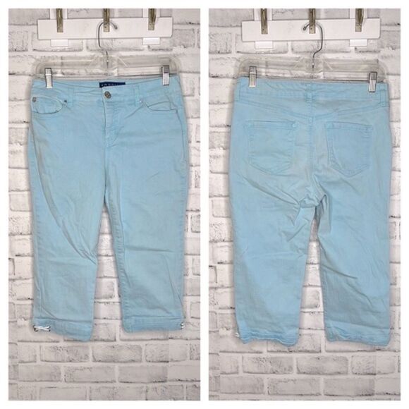 Bandolino Turquoise Jean Capri Pants Size 8P Petite - Picture 1 of 7